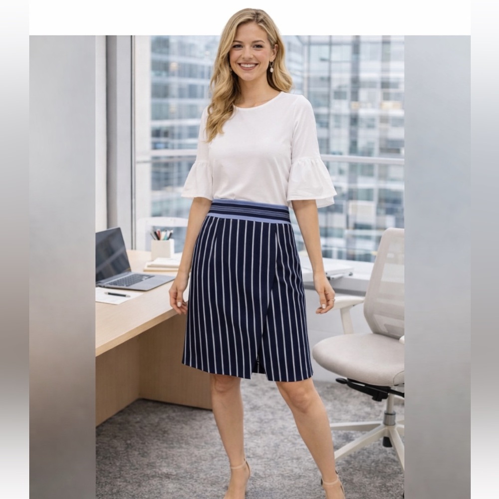 Loft Mixed Stripe Wrap Pencil Skirt